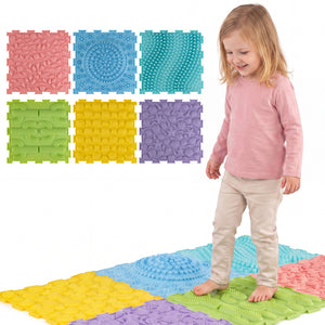 6 PCS Interlocking Sensory Mats with Rich Colors for Kids Adults