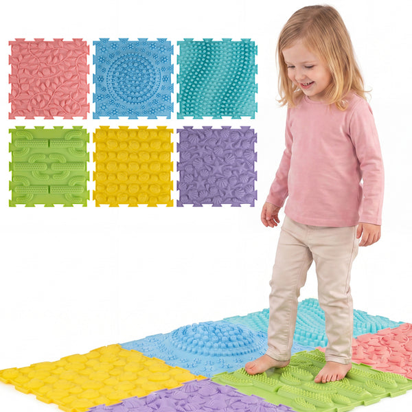 6 PCS Interlocking Sensory Mats with Rich Colors for Kids Adults
