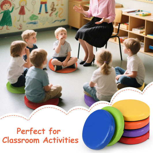 6 PCS Round Floor Cushions for Kids Classroom Floor Cushions with Handles-Multicolor