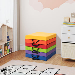 6 PCS Square Floor Cushions 16 Inch Soft Sponge Floor Pillows-Multicolor