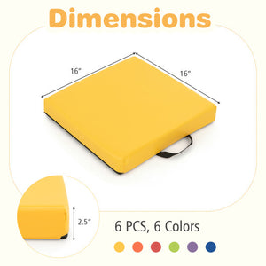 6 PCS Square Floor Cushions 16 Inch Soft Sponge Floor Pillows-Multicolor