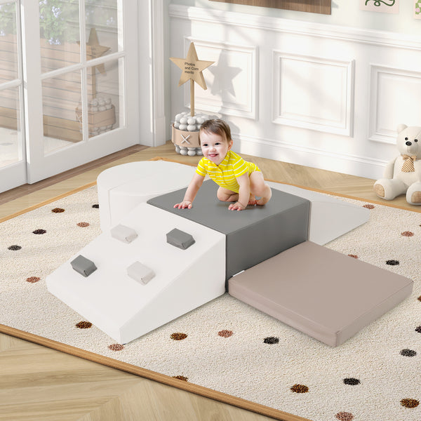 6-Piece Foam Climbing Blocks with Hook and Loop Fasteners for Toddlers & Kids