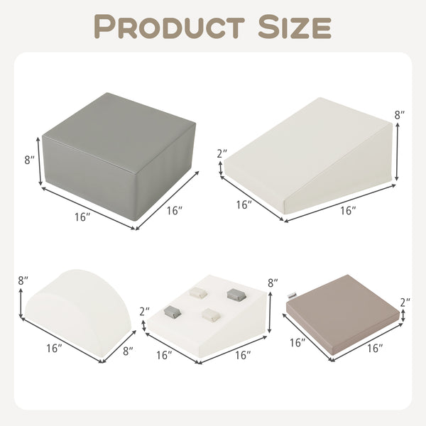 6-Piece Foam Climbing Blocks with Hook and Loop Fasteners for Toddlers & Kids
