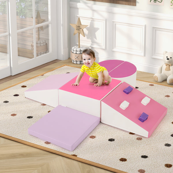 6-Piece Foam Climbing Blocks with Hook and Loop Fasteners for Toddlers & Kids