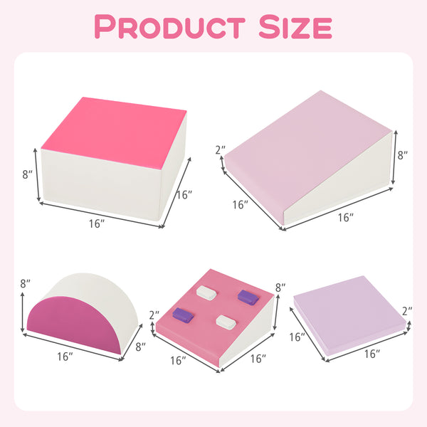 6-Piece Foam Climbing Blocks with Hook and Loop Fasteners for Toddlers & Kids