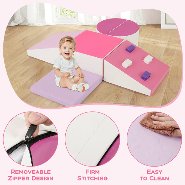 6-Piece Foam Climbing Blocks with Hook and Loop Fasteners for Toddlers & Kids