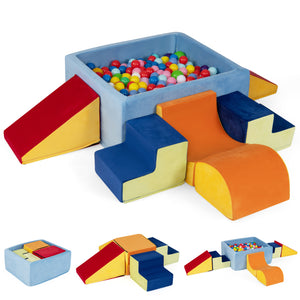 6-Piece Toddler Climbing Toys with Ball Pit for 1-3 Years Old (No Balls)-Red