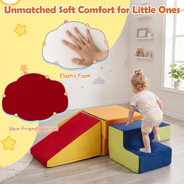 6-Piece Toddler Climbing Toys with Ball Pit for 1-3 Years Old (No Balls)-Red
