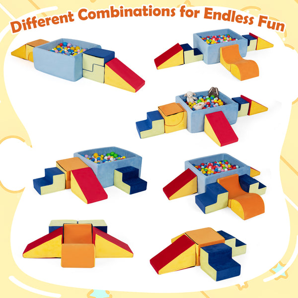 6-Piece Toddler Climbing Toys with Ball Pit for 1-3 Years Old (No Balls)-Red