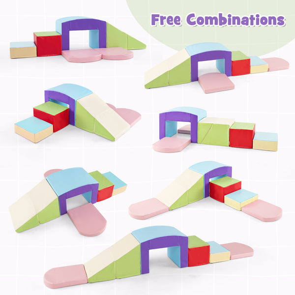 6 Pieces Foam Climbing Blocks Soft Play Climbing for Toddlers with Tunnel