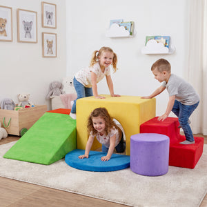 6 Pieces Foam Climbing Blocks for Kids with Slide and Tunnel