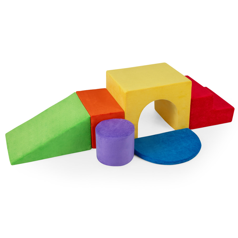 6 Pieces Foam Climbing Blocks for Kids with Slide and Tunnel