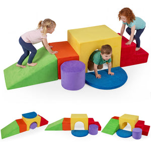 6 Pieces Foam Climbing Blocks for Kids with Slide and Tunnel