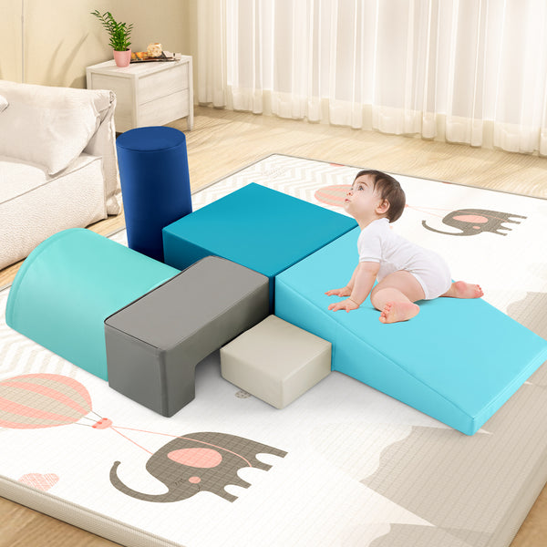 6 Pieces Foam Climbing Blocks Indoor Climb and Crawl Activity Playset with Rectangles