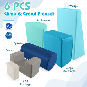 6 Pieces Foam Climbing Blocks Indoor Climb and Crawl Activity Playset with Rectangles