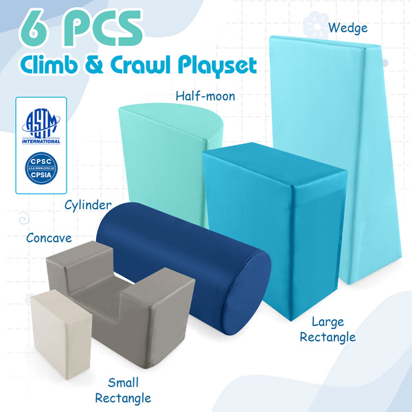 6 Pieces Foam Climbing Blocks Indoor Climb and Crawl Activity Playset with Rectangles