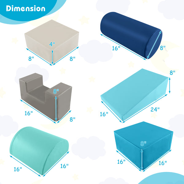 6 Pieces Foam Climbing Blocks Indoor Climb and Crawl Activity Playset with Rectangles