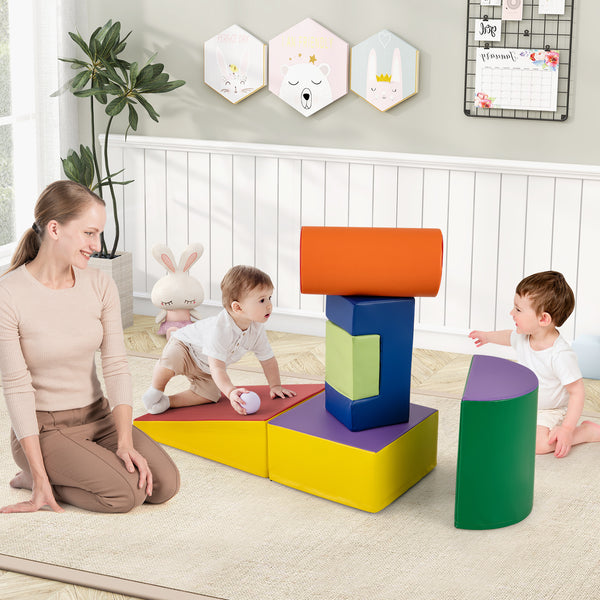 6 Pieces Foam Climbing Blocks Indoor Climb and Crawl Activity Playset with Rectangles