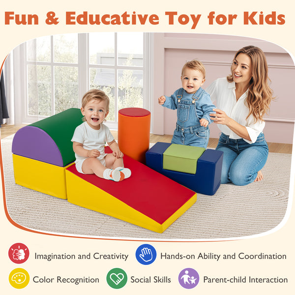 6 Pieces Foam Climbing Blocks Indoor Climb and Crawl Activity Playset with Rectangles