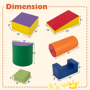 6 Pieces Foam Climbing Blocks Indoor Climb and Crawl Activity Playset with Rectangles