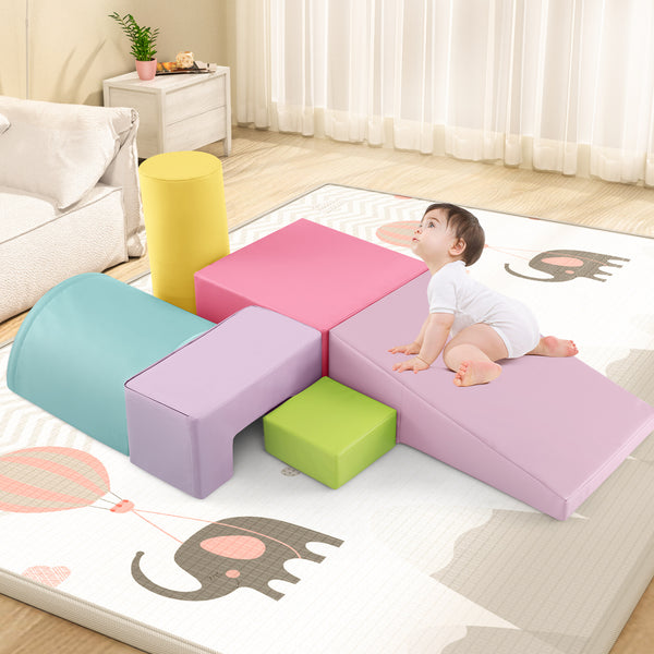 6 Pieces Foam Climbing Blocks Indoor Climb and Crawl Activity Playset with Rectangles