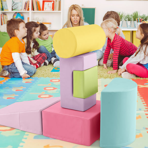 6 Pieces Foam Climbing Blocks Indoor Climb and Crawl Activity Playset with Rectangles