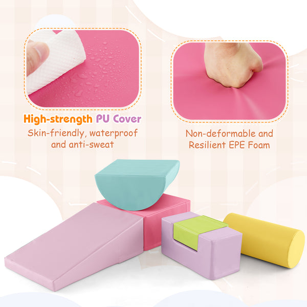 6 Pieces Foam Climbing Blocks Indoor Climb and Crawl Activity Playset with Rectangles