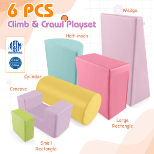 6 Pieces Foam Climbing Blocks Indoor Climb and Crawl Activity Playset with Rectangles