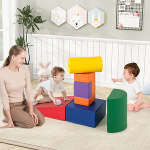 6 Pieces Foam Climbing Blocks Indoor Climb and Crawl Activity Playset with Rectangles