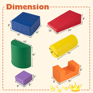 6 Pieces Foam Climbing Blocks Indoor Climb and Crawl Activity Playset with Rectangles