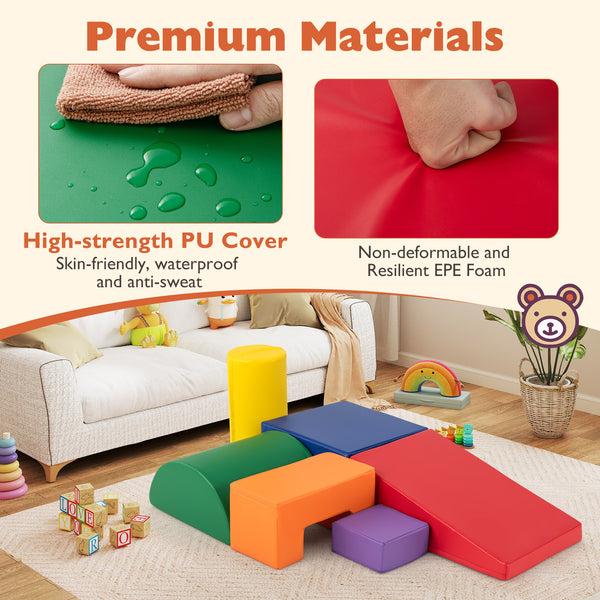 6 Pieces Foam Climbing Blocks Indoor Climb and Crawl Activity Playset with Rectangles
