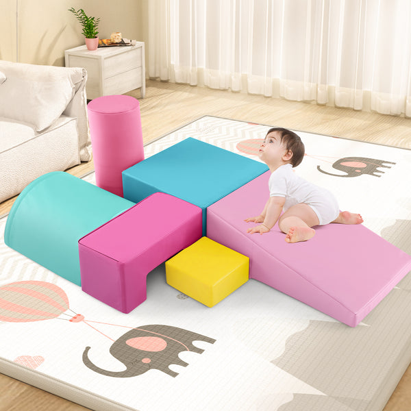 6 Pieces Foam Climbing Blocks Indoor Climb and Crawl Activity Playset with Rectangles