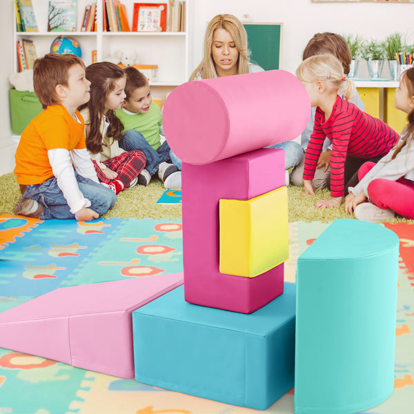 6 Pieces Foam Climbing Blocks Indoor Climb and Crawl Activity Playset with Rectangles