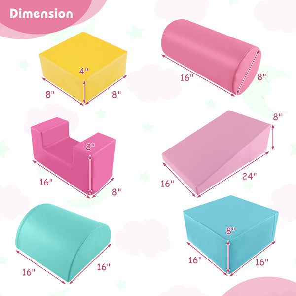6 Pieces Foam Climbing Blocks Indoor Climb and Crawl Activity Playset with Rectangles