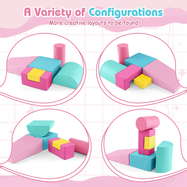 6 Pieces Foam Climbing Blocks Indoor Climb and Crawl Activity Playset with Rectangles