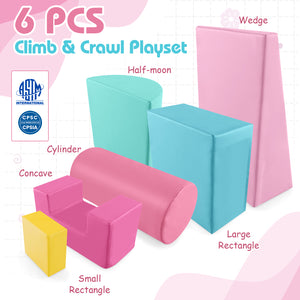 6 Pieces Foam Climbing Blocks Indoor Climb and Crawl Activity Playset with Rectangles