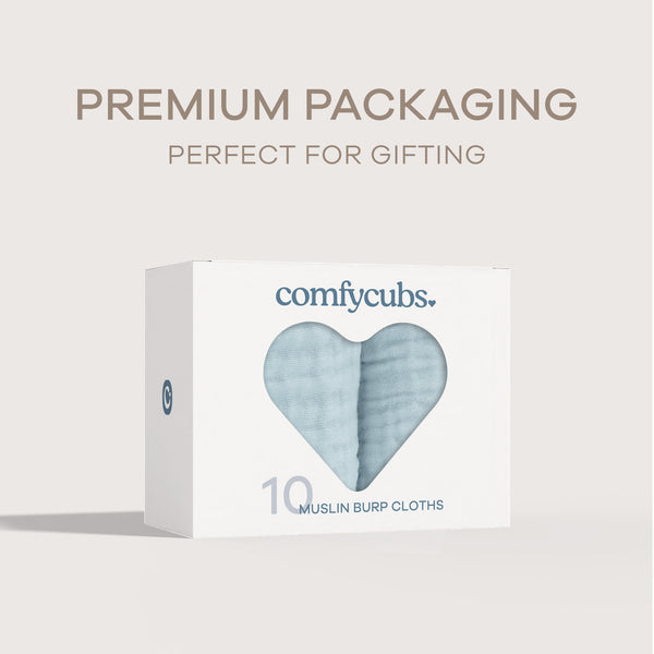 Muslin Burp Cloths in Sky Blue