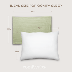 Toddler Pillows with Soft Muslin Pillow Case in Sage