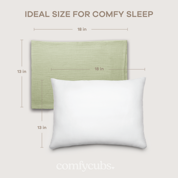 Toddler Pillows with Soft Muslin Pillow Case in Sage