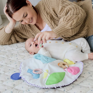 Tiny Land® Montessori Sensory Beginnings Baby Set for infants 0-6 months, showcasing engaging textures and colors.