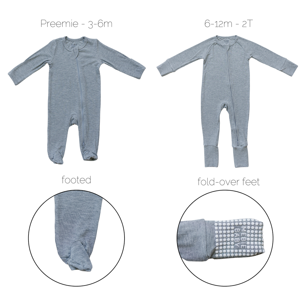 Heather Grey Ribbed Bamboo Zipper - MOOGCO Baby