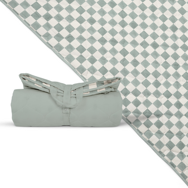 Checker Matcha Picnic Blanket - stylish, durable outdoor blanket perfect for picnics and family outings.