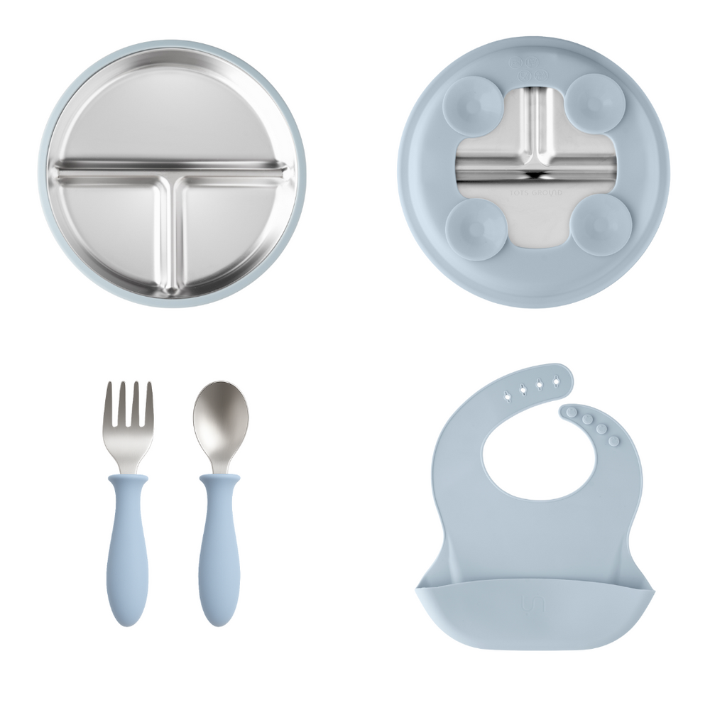 Stainless Steel Toddler Feeding Set 12+ Months- Baby Blue