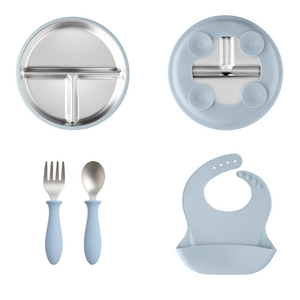 Stainless Steel Toddler Feeding Set 12+ Months- Baby Blue