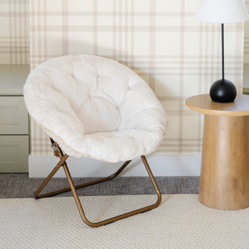 Saucer chair for kids, featuring a cozy design and vibrant colors, perfect for playtime and relaxation.