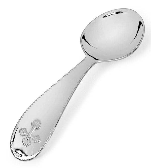 Sterling Silver Beaded Cross Baby Spoon & Fork Set by Krysaliis
