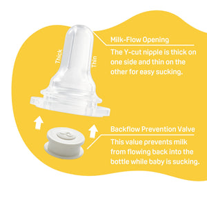 Bottle nipple for cleft lip/palate babies, regular size, angle view, ideal for feeding.