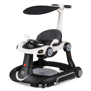 6-in-1 Baby Walker with Canopy, Activity Center, Bouncer, Rocker, and Music - Portable Baby Product for Fun and Safety.