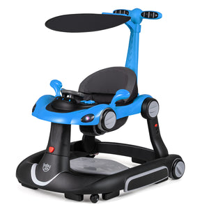 6-in-1 baby walker with canopy, portable activity center, bouncer, rocker, and music feature, viewed from angle 3.