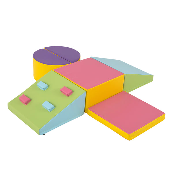 6-Piece Foam Climbing Blocks with Hook and Loop Fasteners for Toddlers & Kids